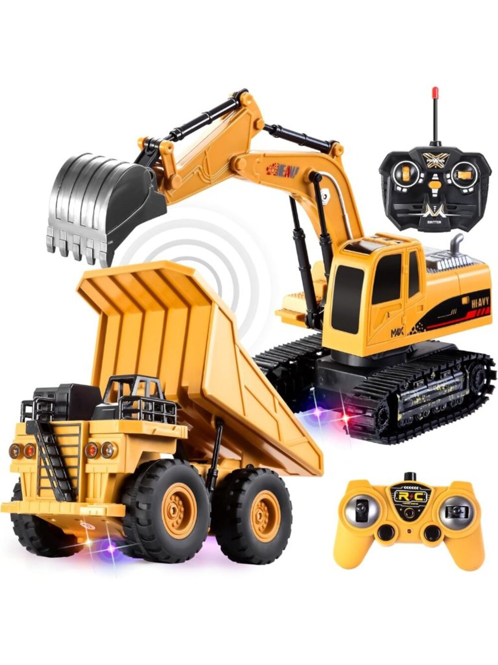 2 PCS Remote Control Construction Vehicle Set - Friction-Powered Excavator